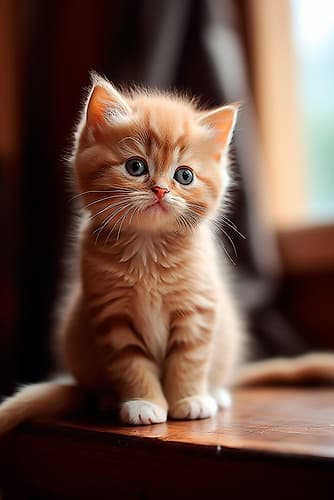 Kitten sitting on table Animals Print